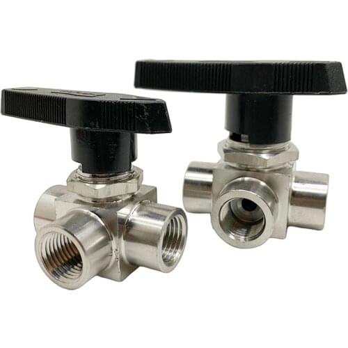 Level -Type 1/8" 1/4" 3/8" 1/2" 3/4" BSP Female Tee L Port Ball Valve 304 Stainless Steel Water Gas Oil 915 PSI