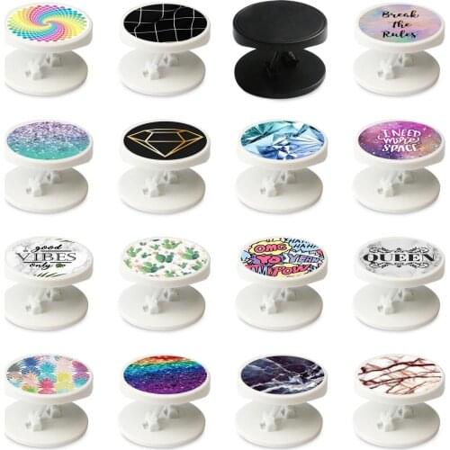 Solid color shell mobile phone holder round design mobile phone finger folding bracket handle bracket for all mobile phones