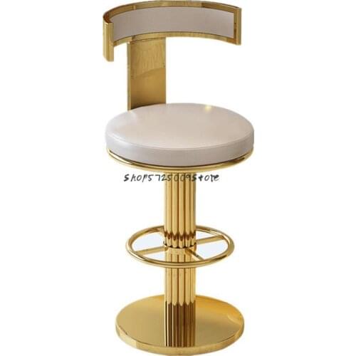 Light Luxury Postmodern Bar Chair Rotating Lift Bar Stool Stainless Steel High Stool Bar Stool Leather Bar Stool