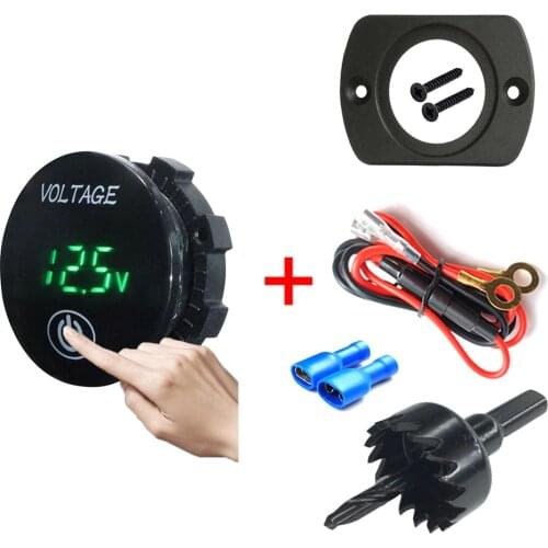 LED Digital Voltmeter Voltage Meter Battery Capacity Monitor Volt Panel With Touch ON OFF Switch For Car Motocycle ATV Boat