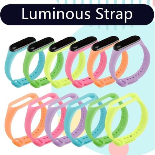 Luminous Glowing Silicone TPU Wrist strap for Xiaomi Mi Band 3 4 Smart Watch Bands Replacement Bracelet Strap Accessories