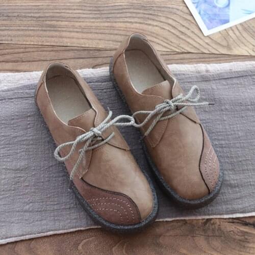 Mori Retro Low-help Casual Shoes Lace-Up Single Shoes Soft Bottom Comfort Breathable Student Flat Shoes Literary Womens Shoes