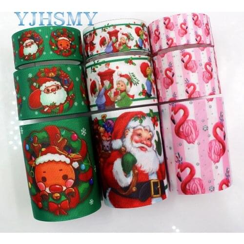 YJHSMY G-18925-1189,25 mm/38 mm/75 mm 5 yards Christmas Ribbons Thermal transfer Printed grosgrain,DIY Clothing accessories