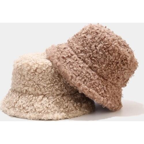 Bucket Hat Women Panama Fluffy Winter Autumn Warm Holiday Outdoor Accessory For Young Lady