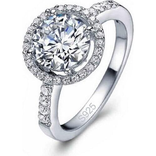 Top Quality Luxury Women CZ Cubic Zirconia Ring Jewelry 925 Sterling Silver Wedding Engagement Rings For Bridal Party