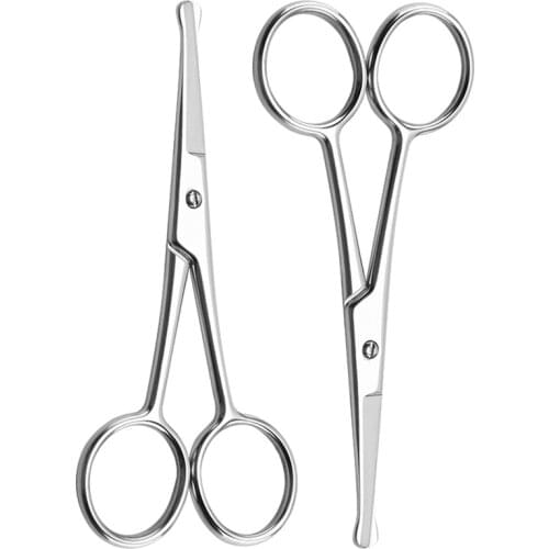 1pc Round Head Safety Cuticle Manicure Scissors Professional Small Clipper Eyebrow Nose Hair Cut Trimming tweezers