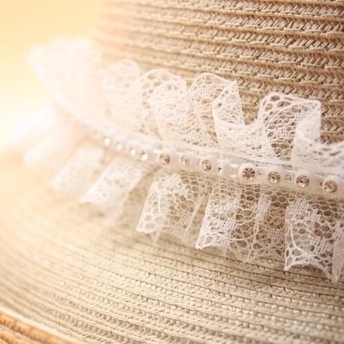 1Yards Latest Beaded Lace Fabric Sewing Accessories Lace Ribbon 4cm Sequin Lace Trims Black White Laces For Clothes Ribbons ZA5