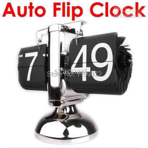Best Price 10 pcs/lot Retro Modern Metal Scale Digital Auto Flip Single Stand Metal Desk Table Clock