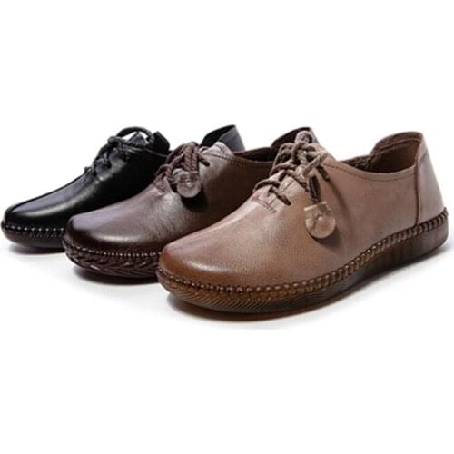 2019 theatrical retro leather shoes womens singles first layer of leather shoes, casual shoes, flat shoes big yards 35-43