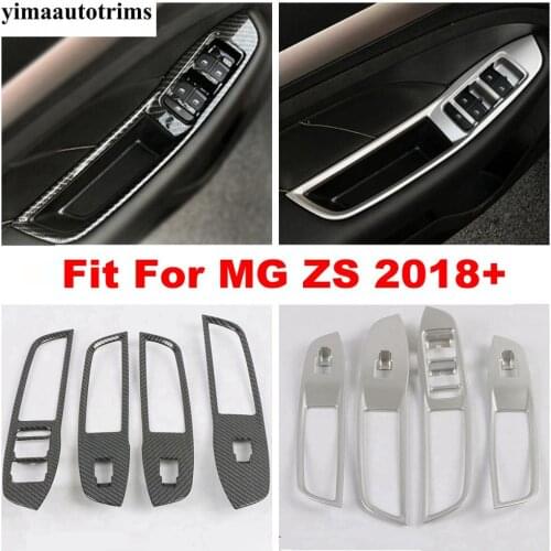 Carbon Fiber / Matte Accessories For MG ZS 2018 - 2020 Inner Door Armrest Window Lift Button Control Panel Cover Trim Interior