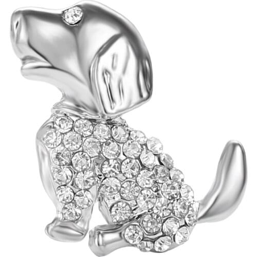 RINHOO Sparkling Rhinestones Cute Small Dog Brooches For Women Lovely Pet Animal Party Casual Brooch Pins Friends Kids Gifts