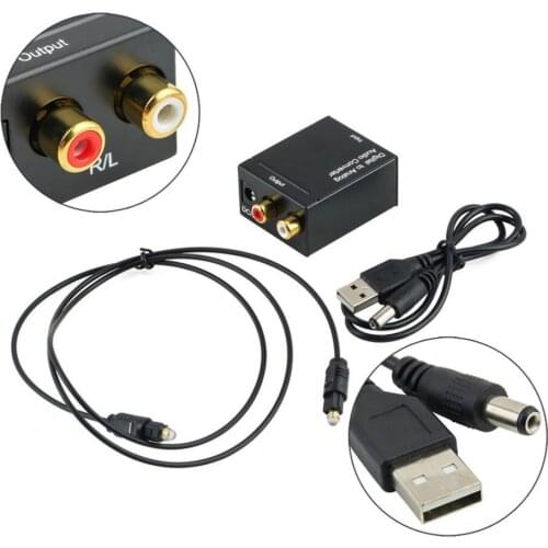 Digital Optical Coaxial Toslink Signal to Analog Audio Converter Adapter RCA Digital To Analog Audio Converter Black