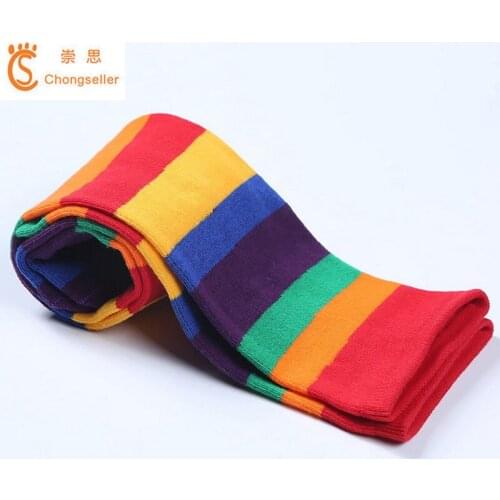 Baby Girl Children Tights Cotton Stocking Girl Spring and Autumn Girl Kid Tights Striped Rainbow Colors Girls Striped Tights