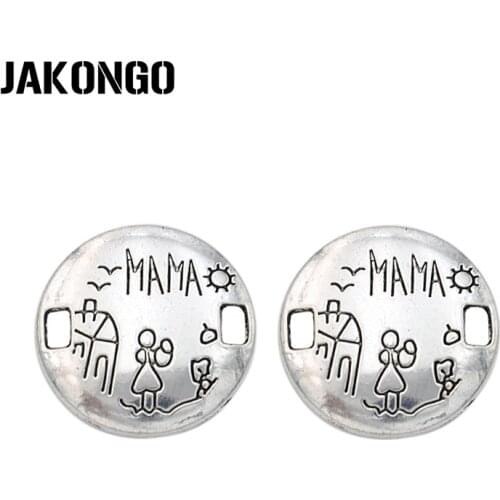 10pcs Antique Silver Plated Mama Mom Connectors Charm Pendant Jewelry Making Findings Accessories DIY Handmade Craft