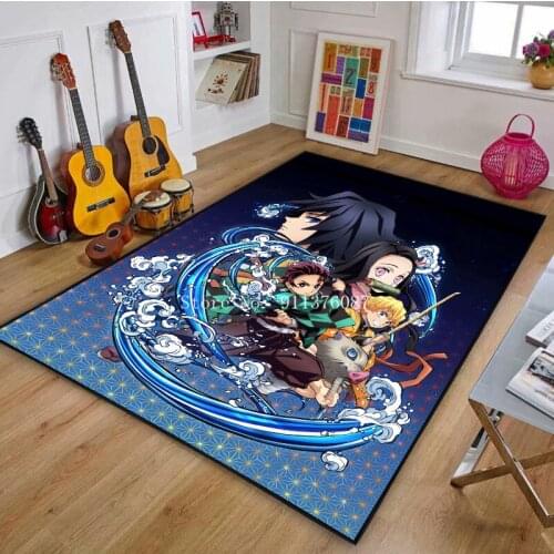 Cartoon Anime Demon Slayer 3D Printed Soft Carpet Child Play mat Boys Girls Bedroom Crawling mat Living room Kitchen Home Decor