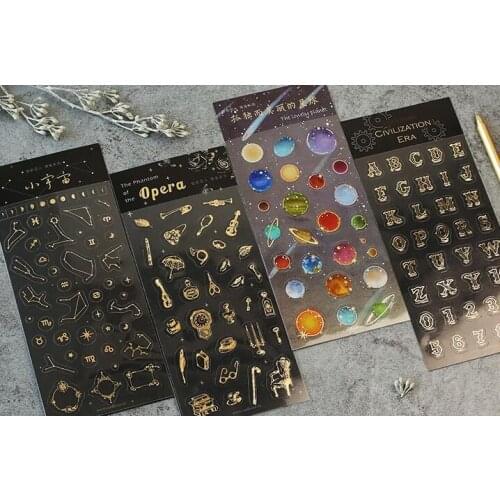 200pcs Cute Diary Decorative Stickers DIY Kawaii Planet Vintage Scrapbooking Sticky Paper for Kids Student Japanese Stationery