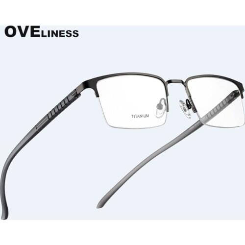 Male glasses frame for women men optical eyeglasses Titanium Alloy myopia prescription Transparent glass half spectacle eyewear