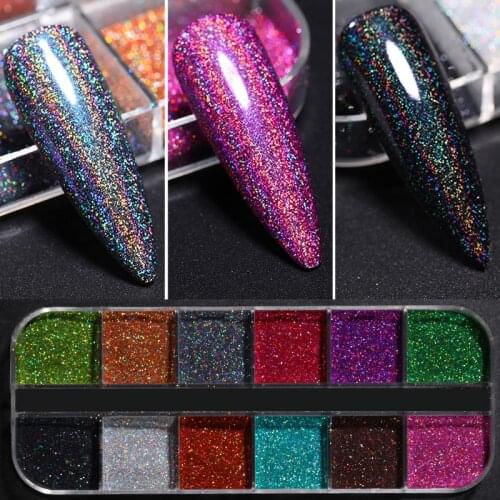 Holographics Nail Glitter Laser Silver Glitter Chrome Sparkly Nail Powder UV Gel Polish Flakes Dust for Manicures Pigment