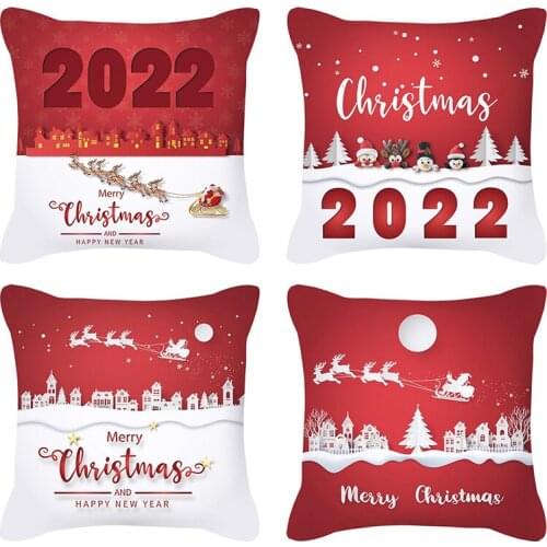 Christmas Cushion Cover PillowCase Xmas 45cm Gift Tree Santa Claus Christmas Decorations for Home Decor Happy Year New 2022