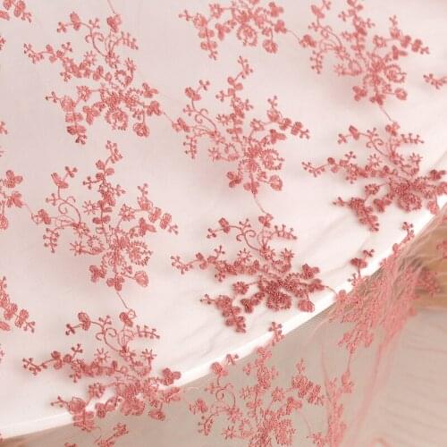Mesh Fabric Embroidery Soft Yarn Lace Fabric Wedding Cheongsam Dress Skirt Fabric Background Cloth Bean Red Fabric For Sewing