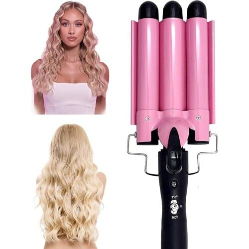 3 Barrel Curling Iron Wand 25mm Hair Waver Curler Iron Triple Barrels Hair Waving Styling Tools Crimping Tool for Deep Waves