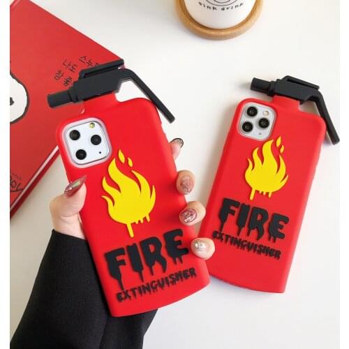 3D Cartoon Fire extinguisher Silicone Cover For iphone 12 mini 11 pro Phone case for X XR XS MAX 6 6s 7 8 Plus Soft shell