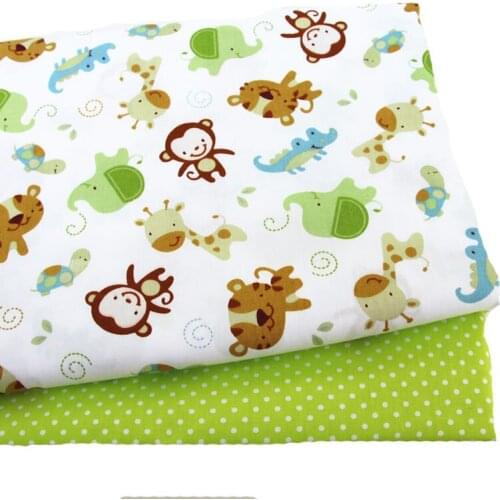 Cute 50*160cm Green Cartoon Monkey Animals & Green Dot 100% cotton twill cotton Fabric for DIY kids bedding doll dress cushions