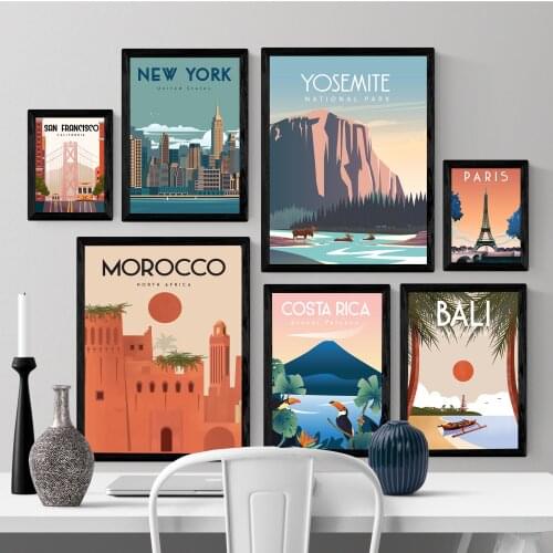 Nordic Landscape Canvas Painting Morocco Paris New York City Travel Posters Modern Home Decoration Wall Art Picture for Bedroom