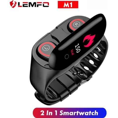 LEMFO M1 Smart Bracelet Earphone 0.96-Inch TFT Screen Smart Watch Heart Rate Blood Pressure Monitoring Fitness Sports Smartwatch