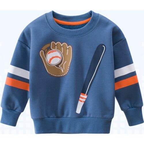 Autumn Pullover Sweater Cartoon Baseball Print Boys Long-Sleeved Sports Clothes Soft And Comfortable 1-8 Years Old