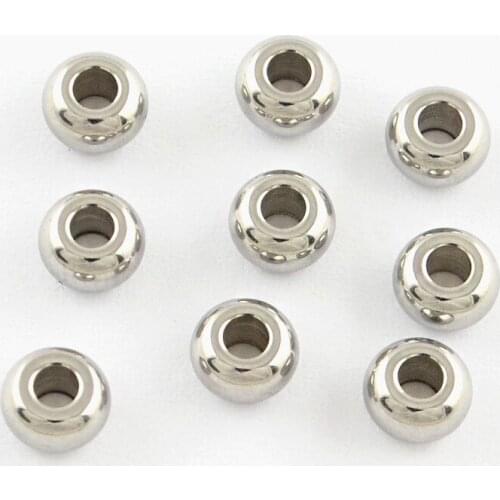 500pcs 5mm 201 Stainless Steel Rondelle Loose Bead Spacers for Jewelry Making DIY Bracelet Necklace Findings 5x3mm Hole: 2mm