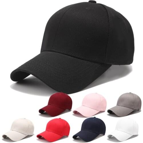 Unisex Black Cap Plain Solid Color Baseball Caps Men Women Visor Hat Adjustable Cotton Fastener Tape Casual Sports Hats