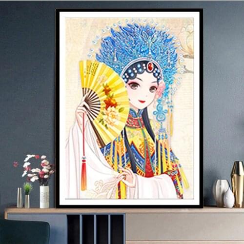 Needlework,DIY Cross stitch,set for embroidery kits,Chinese characters Hua Dan printed pattern cross stitch Decoration painting