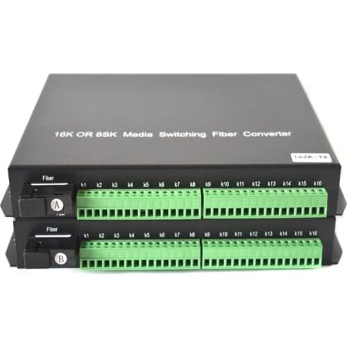 16 ports Dry Contact Closure to Fiber optic Media Converter Extenders for Door Entry Access Control,Fire & Alarm Systems