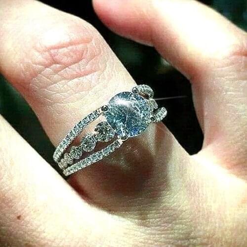 CAOSHI Aesthetic Rings for Women Exquisite and Elegant Female Charming Crystal Romantic Wedding Jewelry Bridal Accessories Gift