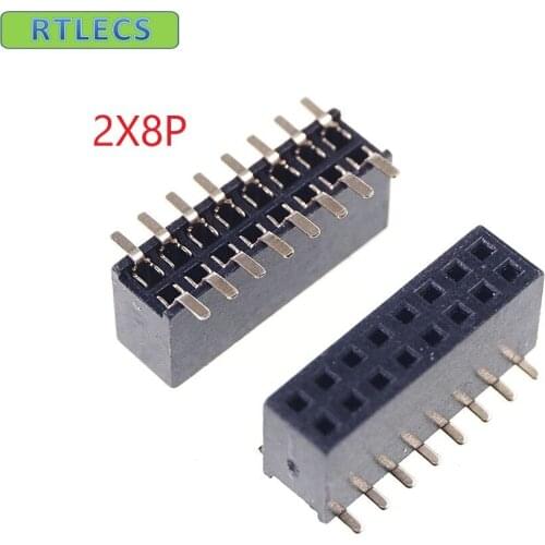 10pcs 2x8 P 16 pin 1.27mm Pitch Pin Header Female dual row SMT straight Surface Mount PCB Rohs Lead free