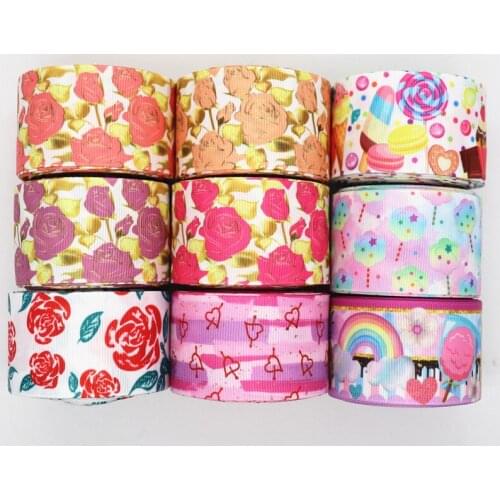 10 Yards 1.5" 38MM Grosgrain Ribbon Rose Valentines Day Printed Ribbon For Hair Bows DIY Crafts Handmade Accessories M20021206