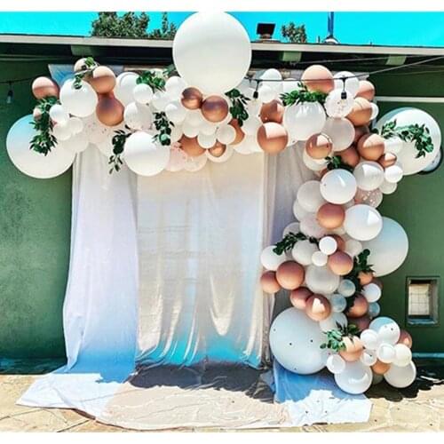 119pcs/set white rose gold confetti latex balloons garland wedding birthday party decors balloon arch Artificial leaves decors