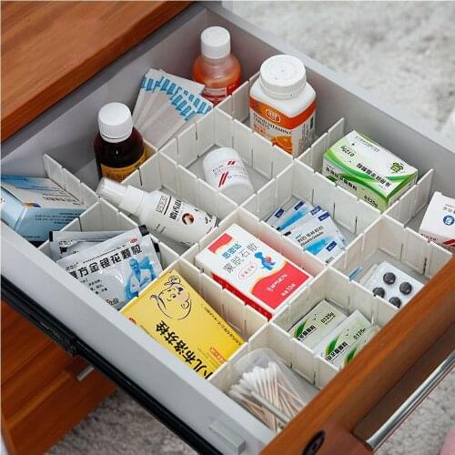 3 Pcs Drawer Separator Divider Grid DIY White Plastic Underwear Drawer Separator Home HouseholdStorage Organizer Necessities