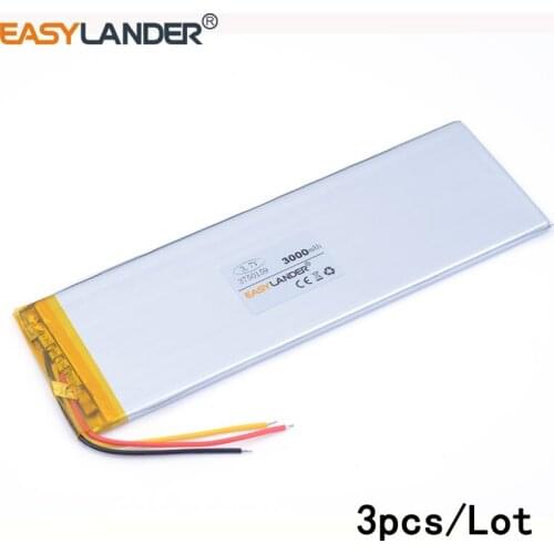3pcs/Lot 3.7V 3000mah 3750159 Lithium Polymer Rechargeable battery For DIY GPS PSP Power bank Tablet PC MID DVD PAD PDA Tools