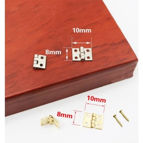 30pcs 10*8mm 120pcs screw Mini Metal Hinge Golden/Silver Jewelry Gift Wine Box Wood Dollhouse Door Hinge Cabinet Drawer Box DIY