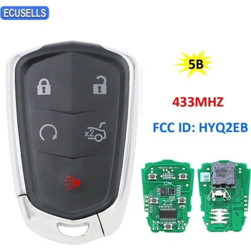 4+1/5 Button Smart Remote Car Key Keyless Entry Fob 433MHz for Cadillac XTS CTS CT6 ATS 2017-2018 FCC ID: HYQ2EB