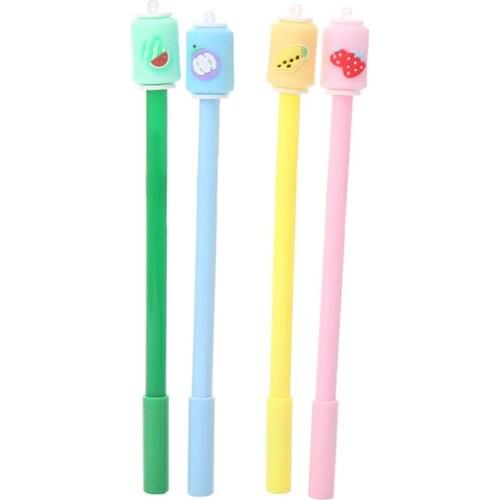 4pc Cute Drink Can Gel Pen Creative Promotional Stationery Gel Pen Cute Soft Silicone Drink Can Black Office For School Supplies