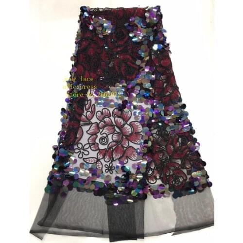 5yards/bag 8 color embroidery flower pattern round sequins fashion French cloth used for wedding dress fashion BH23