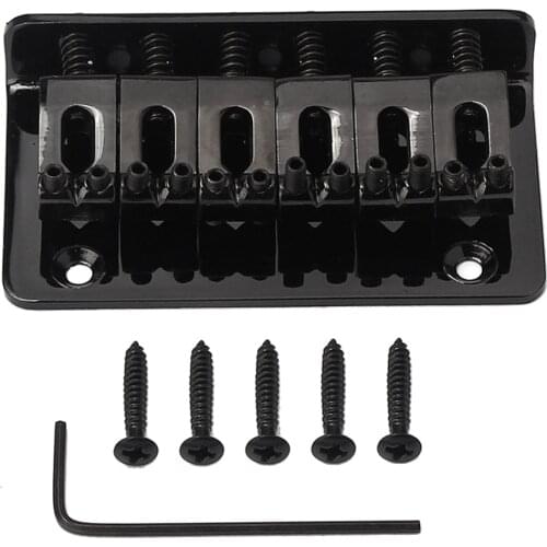 6 String Electric Guitar Hard Tail Fixed Bridge 73mm with Screws and Wrench, Black