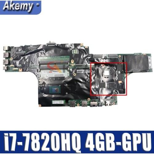 Akemy For Lenovo Thinkpad P51 Laptop Motherboard CPU i7-7820HQ GPU 4GB Tested OK FRU 01AV362 01AV361 01AV363 01AV373 01AV371