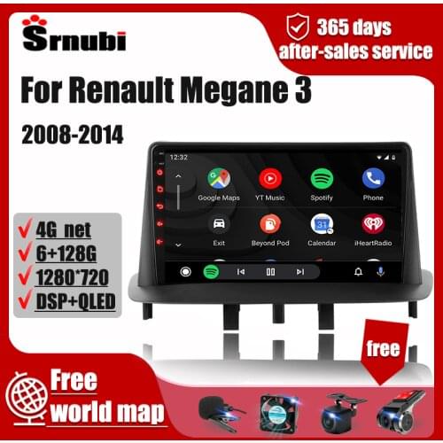 For Renault Megane 3 2008-2014 Android 2 Din Car Radio Multimedia carplay speaker audio accessories Video Navigation Stereo DVD