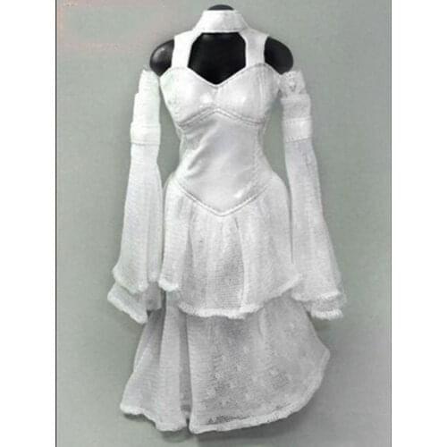 1:6 scale 1:6 female girl woman young lady white wedding dress suit clothing set fit for 12'' action figure clothes model toy