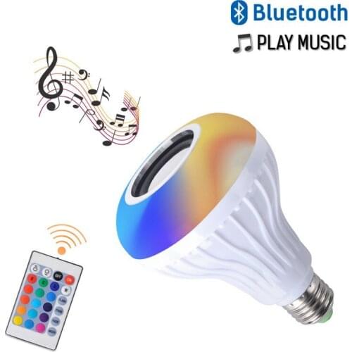E27 Wireless Bluetooth Speaker+12W RGB Bulb LED Lamp 220V Smart Led Light Music Player Audio with Remote Control Lights
