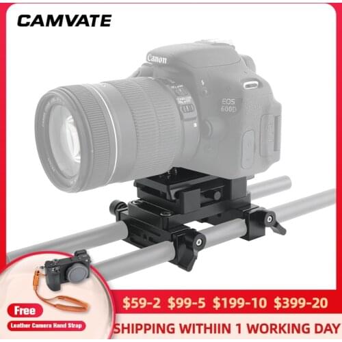 CAMVATE Manfrotto Quick Release Adapter Plate With Sliding Plate &Double 15mm Rod Holder For DSLR Camera Shoulder Rig Rod System